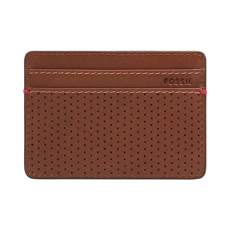 FOSSIL Leather Card Holder Regular Men's Brown-0