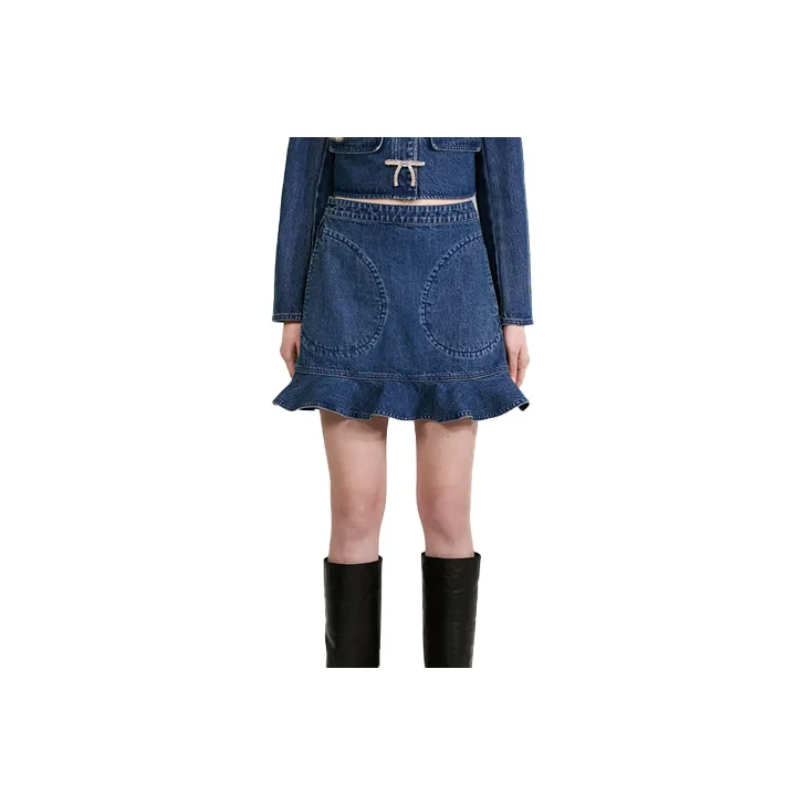Self-portrait Denim Short Skirts Women's Denim Blue-0