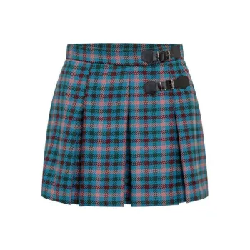 Semicouture Checked Pleated Mini Skirt