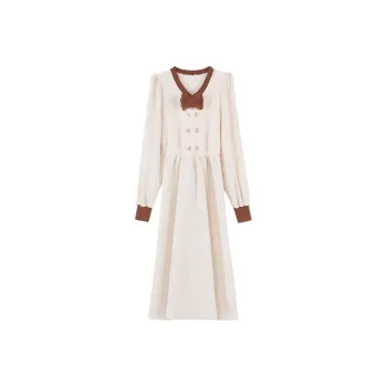 ABBY GODDESS Long Sleeved Dresses Women's Apricot