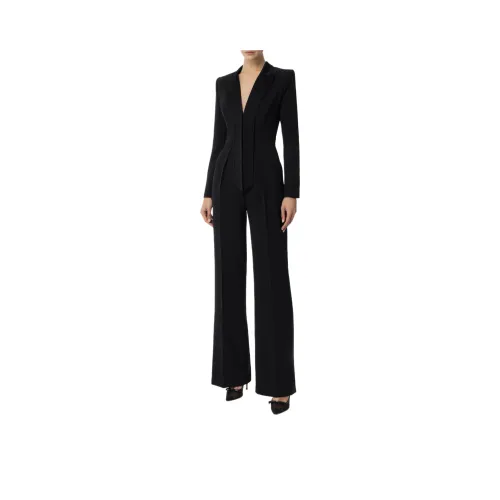 Elisabetta Franchi Satin Lapels Crêpe Tuxedo Jumpsuit