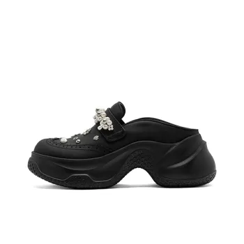 SUGARSU Rubber Sole Abrasion Resistant Slip Resistant Closed Toe Slippers Women's Black