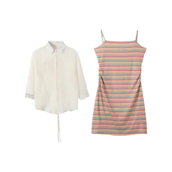 IQC Two Piece Skirt Sets Women's Clothing Sets Top+Dress