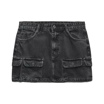 ZARA Denim Short Skirts Women's Dark Gray