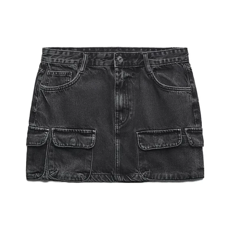 ZARA Denim Short Skirts Women's Dark Gray-0