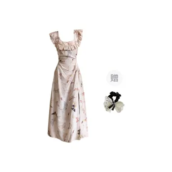 PAVEA Sleeveless Dress Women's Apricot+Hair Tie Comes With