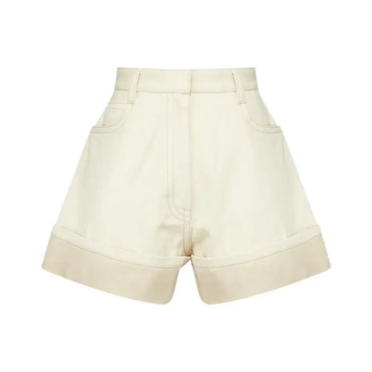 PRADA SS23 Denim Shorts Women's Beige Yellow-0
