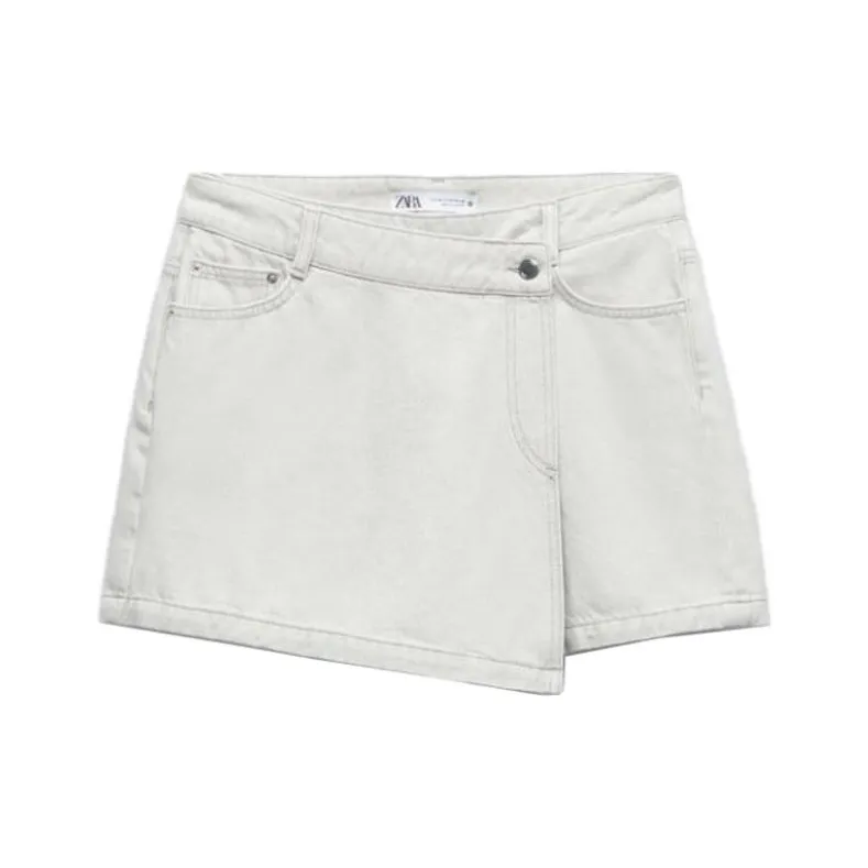 ZARA Denim Shorts Women's Gray-0