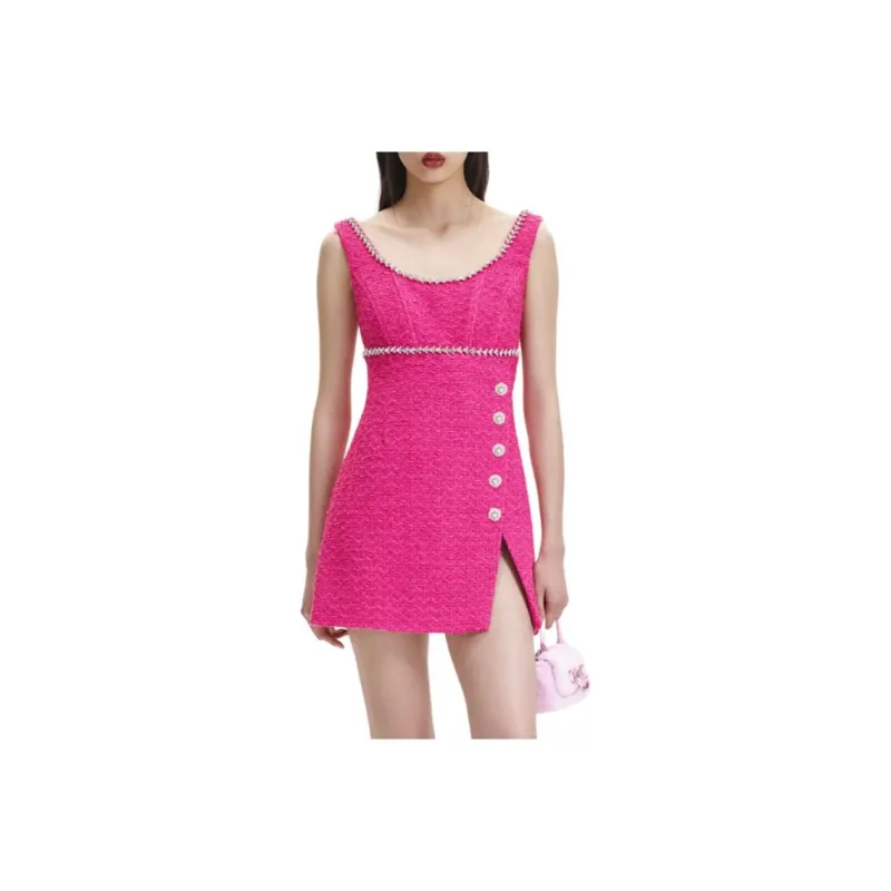 Self portrait Sleeveless Dress Women's Rose Red-0