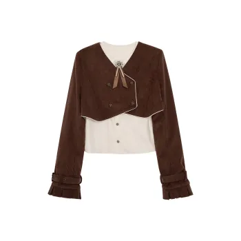 LALAJK Swiss Fall Peter Pan Collar Shirt Skirt Maillard Style Skirt Set Women's