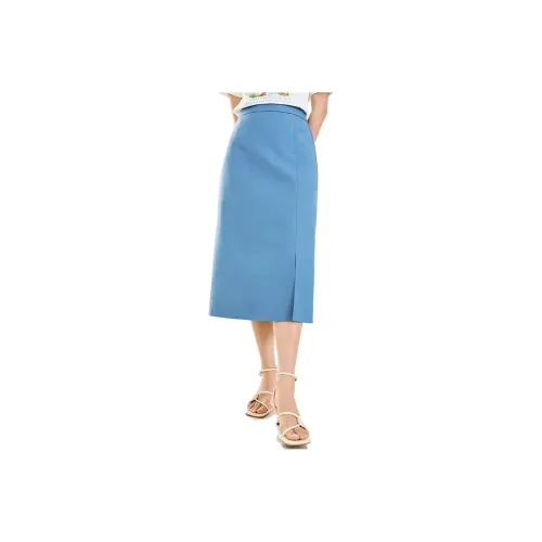 XIANGYING Casual Long Skirts Women's Blue