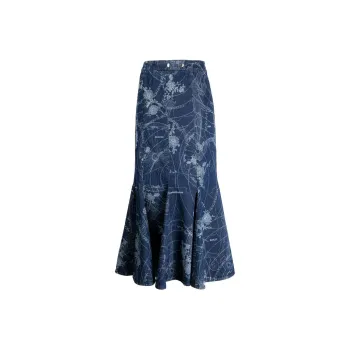 OFF WHITE Casual Long Skirts Regular Women's Blue