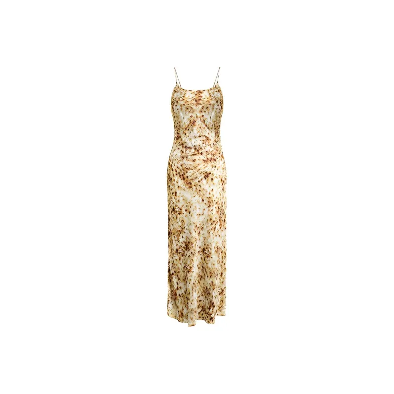 URBAN REVIVO Slip Dress Women's Khaki Brown-0