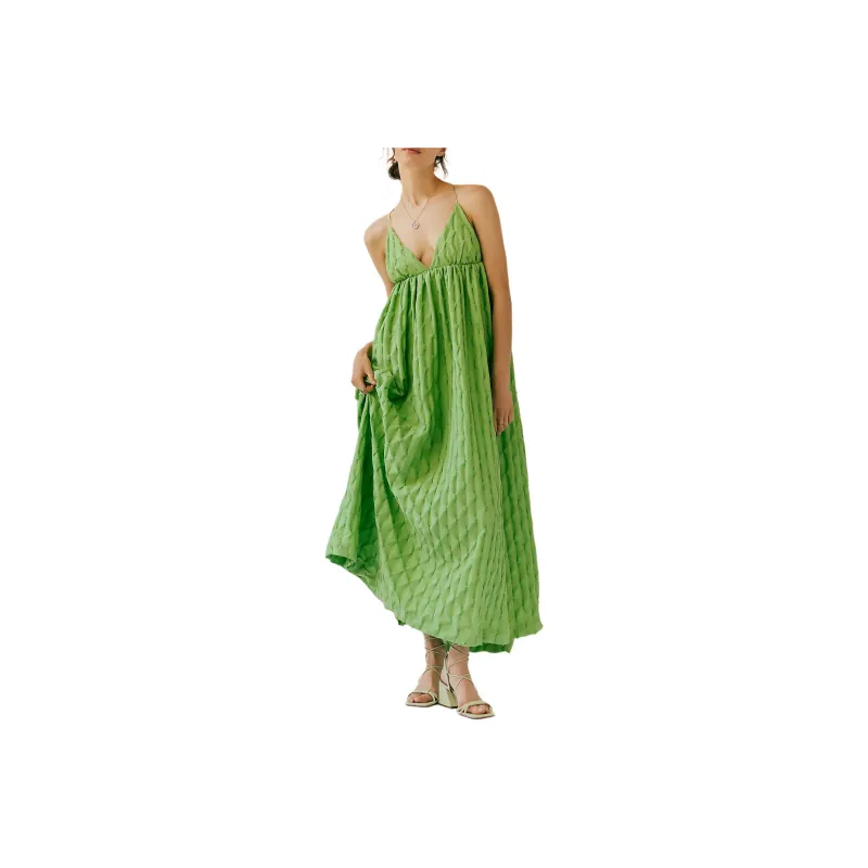 FREE PEOPLE Primmy Midi Dress Slip Dresses Women's Greengage/Green Plum-0