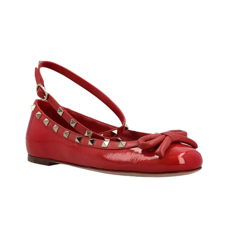 Valentino Garavani Rockstud Bow Detailed Slingback Ballerina Shoes Women's-2