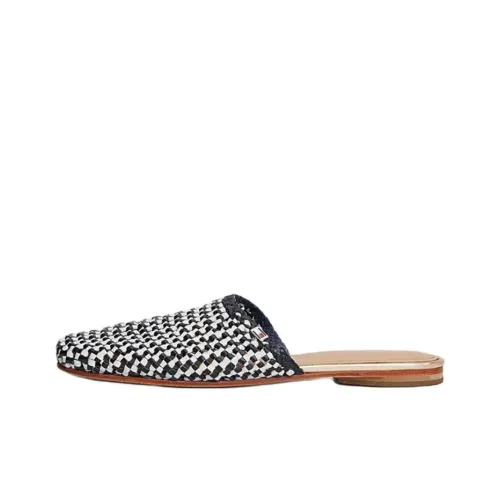 Tommy Hilfiger TH Monogram Slip Resistant Closed Toe Slippers Women's White Blue