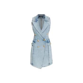 BALMAIN Tailored Denim Vest Dress