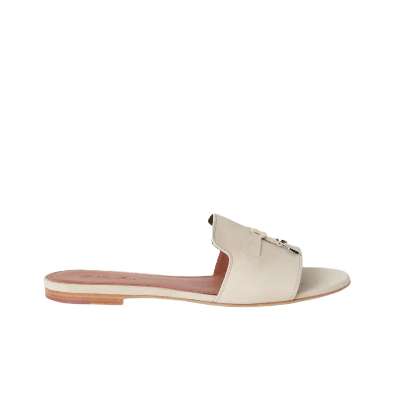Loro Piana Slip Resistant Slide Slippers Women's White-1