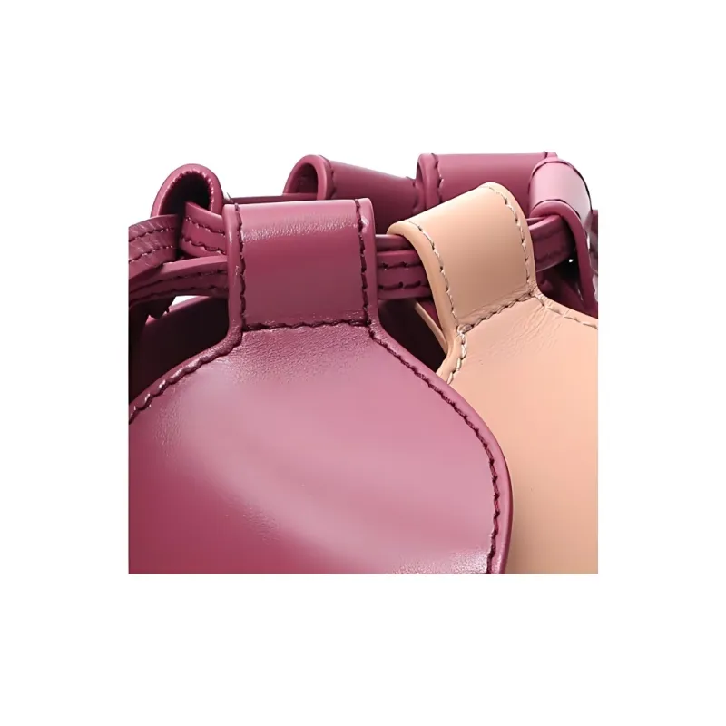 Chloe Leather Bucket Bags Shoulder Bag Crossbody Bag Women's Beige/Rose Red-3
