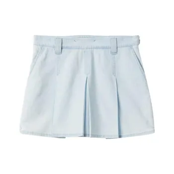 MIU MIU Low rise Pleated Chambray Skirt
