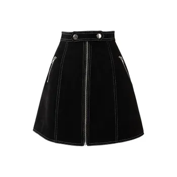 SOON FLOWER Leather Short Skirts Women's Black