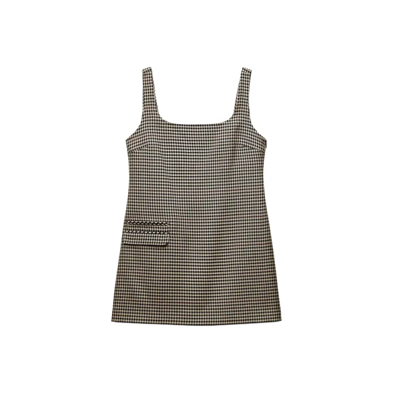 ZARA ZW Series Slip Dresses Women's Beige Brown-0