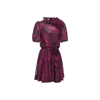 PINKO Bayonne Puff Sleeved Cheetah Printed Dress