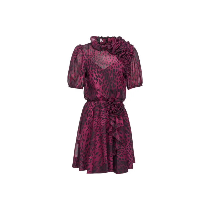 PINKO Bayonne Puff Sleeved Cheetah Printed Dress-0