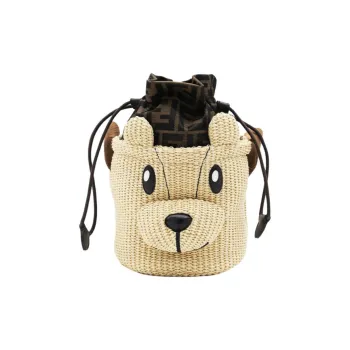 FENDI Woven Bucket Bag, Shoulder Bag Women's Natural