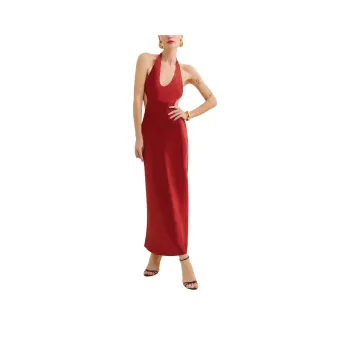 REFORMATION Cacio Silk Dress Slip Dress Women's Tomato Red