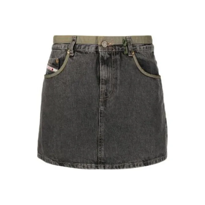 DIESEL Denim Short Skirts Women's Black Gray Color-0
