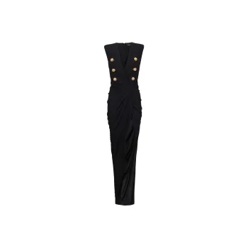 BALMAIN V Neck Tailored Maxi Dress