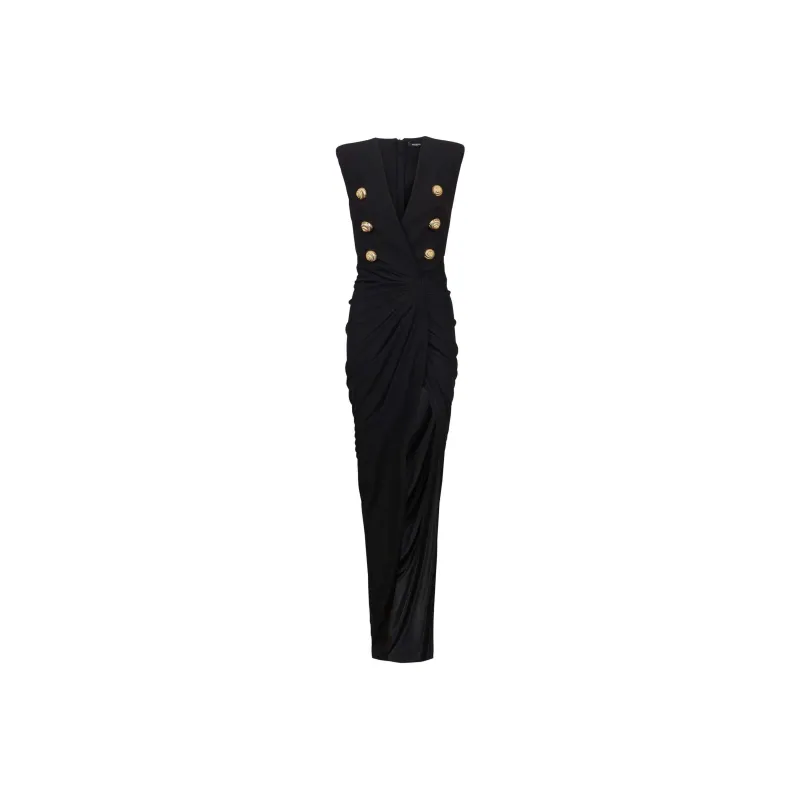 BALMAIN V Neck Tailored Maxi Dress-0