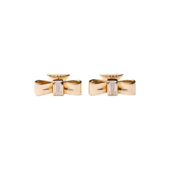 PRADA Diamond Earrings Unisex Gold