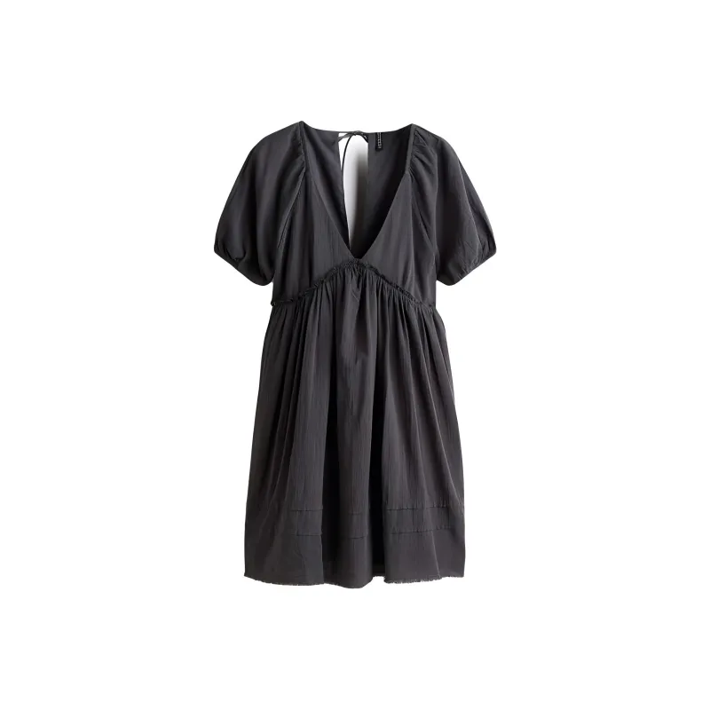 H&M Short Sleeved Dress Women's Dark Gray-0