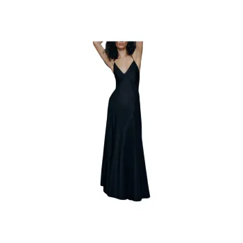 REFORMATION Darwin Dress Slip Dresses Women's Midnight Black