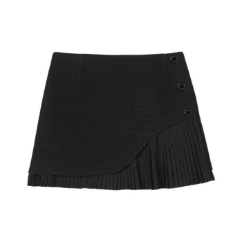 Sandro Alexy Tweed Pleated Miniskirt