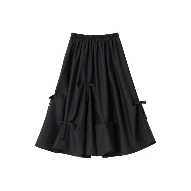 SOON FLOWER Casual Long Skirts Women's Black-0