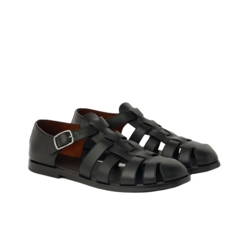 Loro Piana Maxime Walk Roman Sandals Men's Black-1