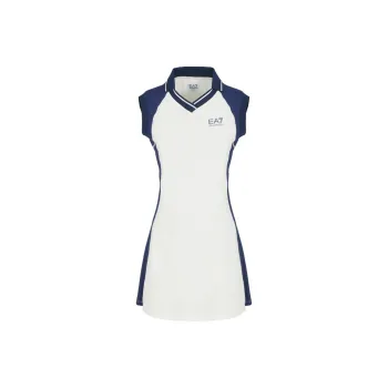 EMPORIO ARMANI EA7 SS25 Sleeveless Dress Women's White Blue