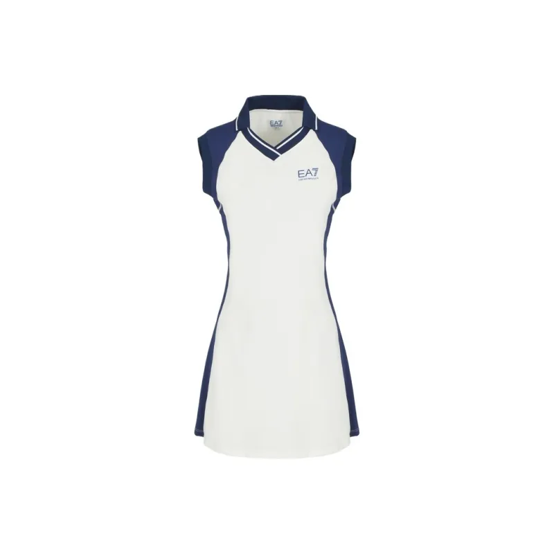EMPORIO ARMANI EA7 SS25 Sleeveless Dress Women's White Blue-0