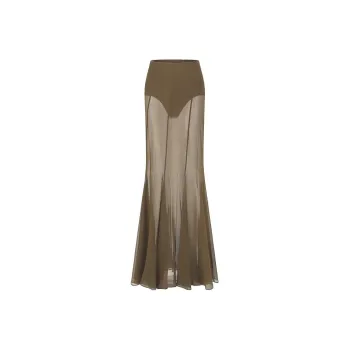 OUDE WAAG Casual Long Skirts Women's Olive Green