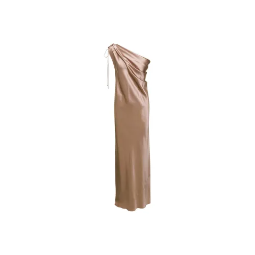 MaxMara One Shoulder Drawstring Maxi Dress