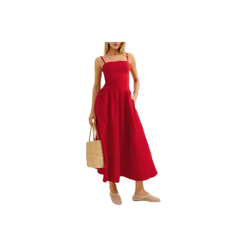 REFORMATION Katarin Linen Dress Slip Dress Women's Lipstick Color