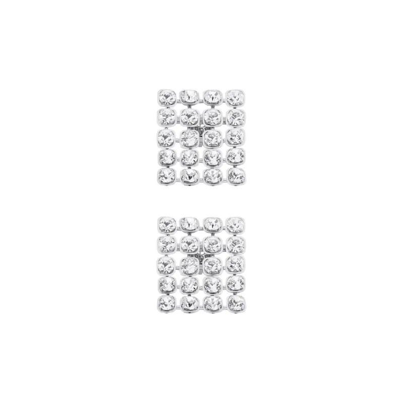Balenciaga Silver Plated, Brass, Glass, Stainless Steel, Rhinestone Earrings Women's Silver-1
