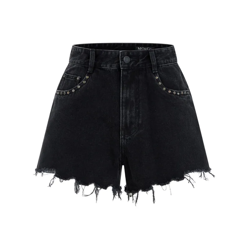 MO&CO Denim Shorts Women's Black-0