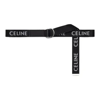 CELINE Medium Double Ring Belt In Jacquard Textile And Calfskin