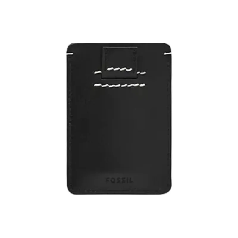 FOSSIL Leather Card Holder Card Holder Unisex Black-1