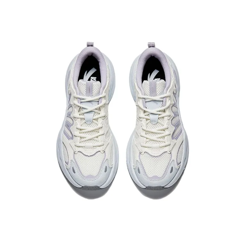 Anta Slip Resistant And Breathable Low Top Chunky Sneakers Women's White Blue Purple-2