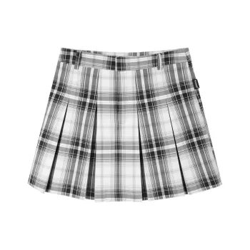 PEACEBIRD Casual Short Skirts Women's Black White Plaid